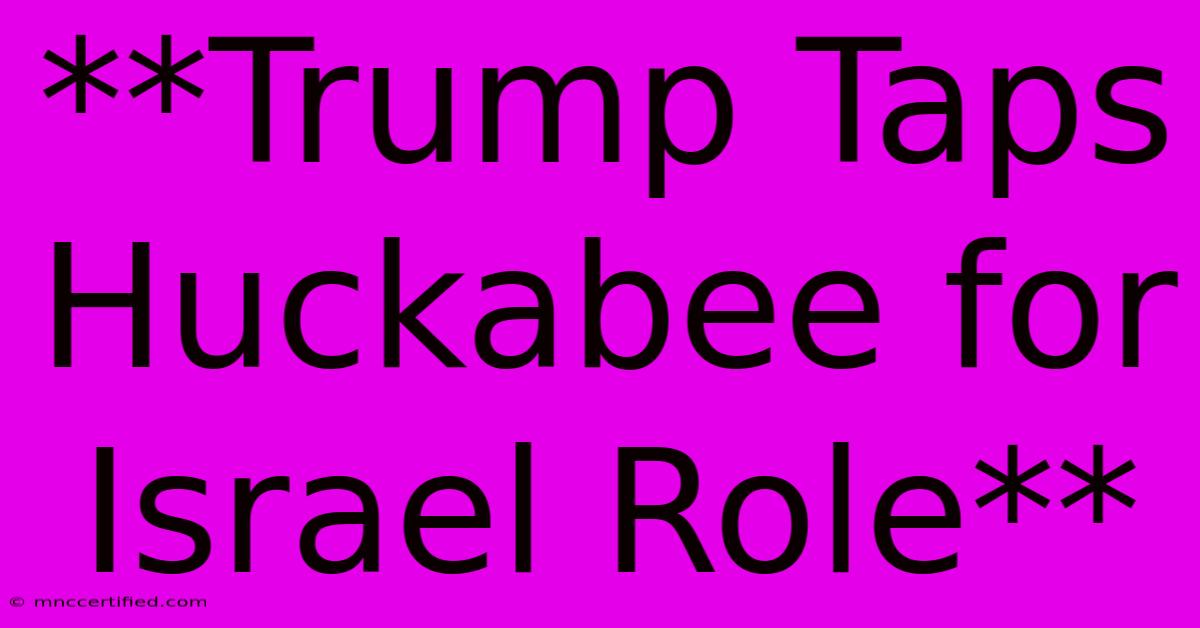 **Trump Taps Huckabee For Israel Role**