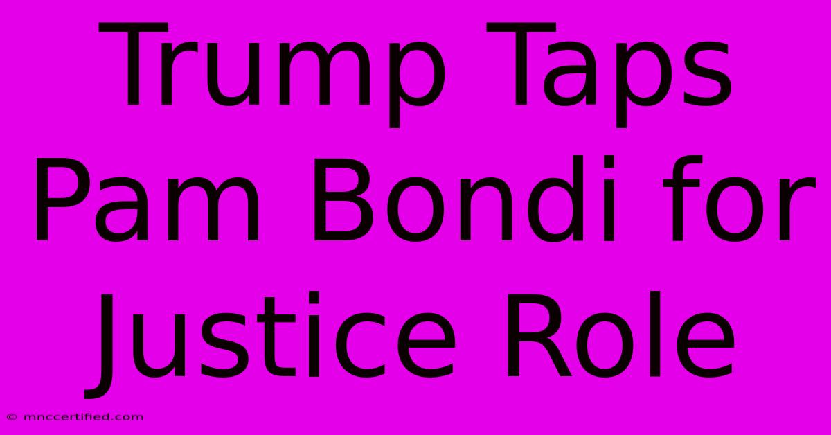 Trump Taps Pam Bondi For Justice Role