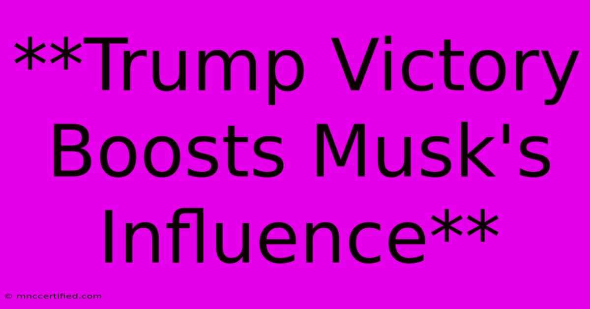 **Trump Victory Boosts Musk's Influence**