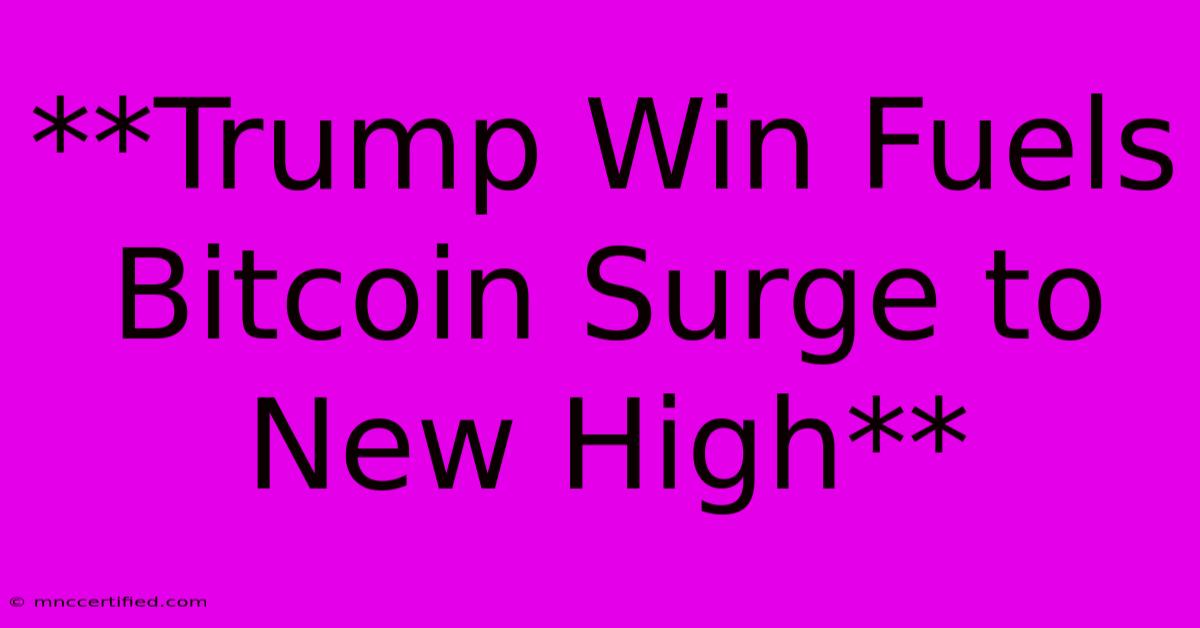 **Trump Win Fuels Bitcoin Surge To New High**