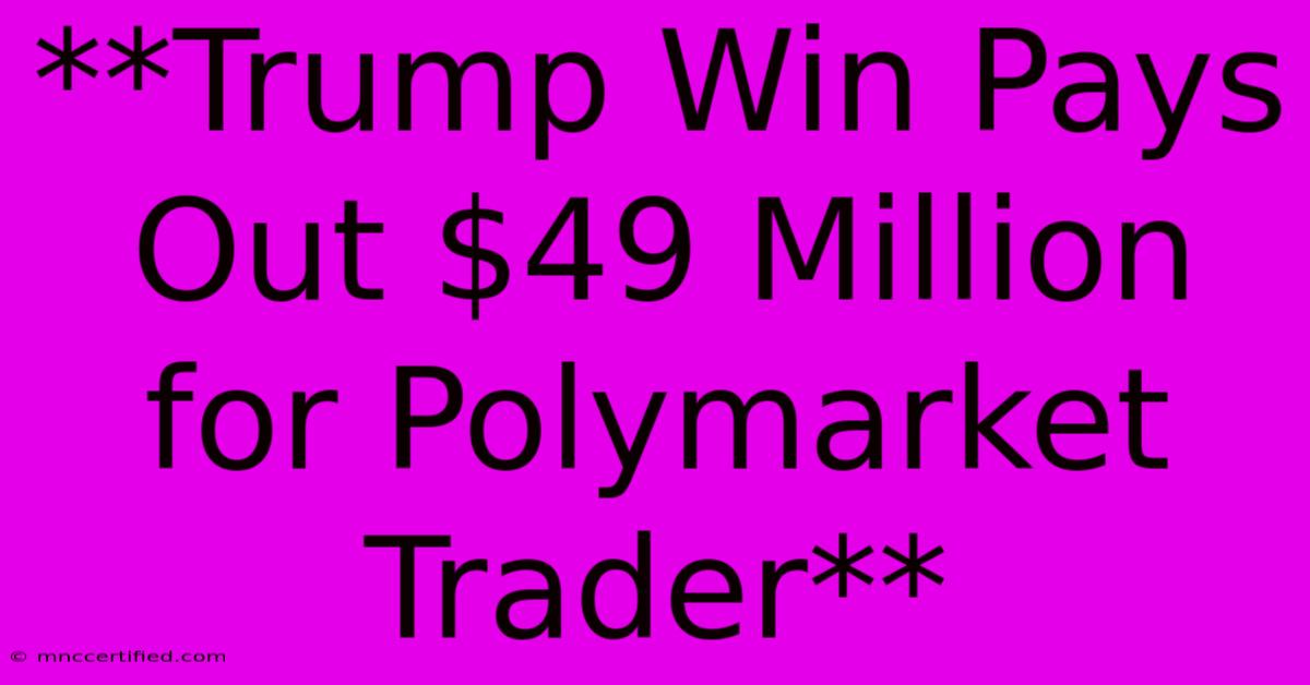 **Trump Win Pays Out $49 Million For Polymarket Trader**