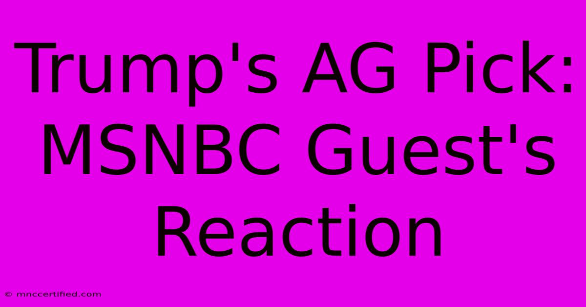 Trump's AG Pick: MSNBC Guest's Reaction