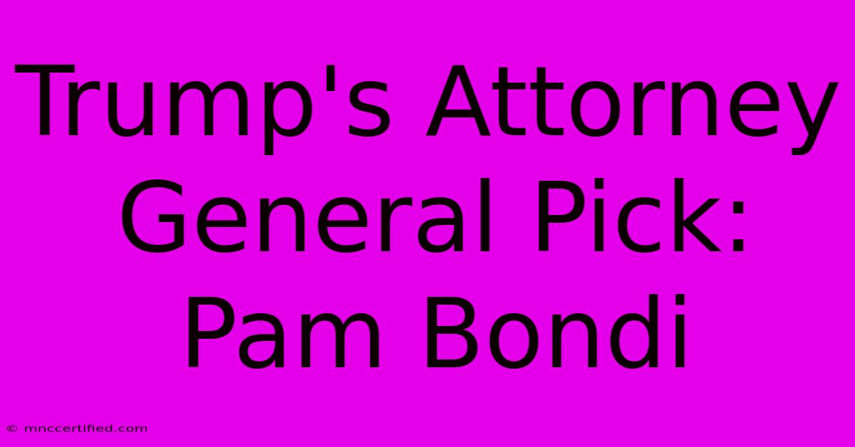 Trump's Attorney General Pick: Pam Bondi