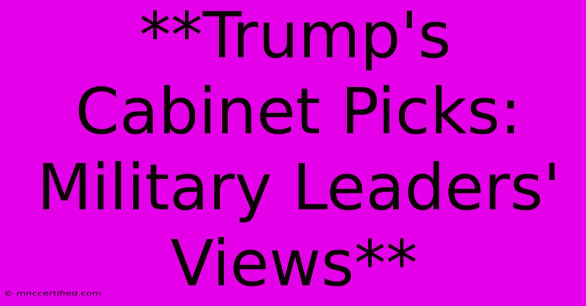 **Trump's Cabinet Picks: Military Leaders' Views** 