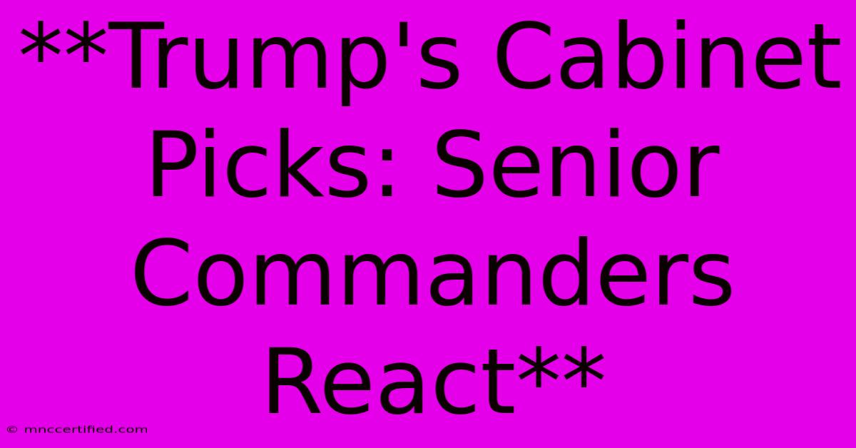 **Trump's Cabinet Picks: Senior Commanders React**