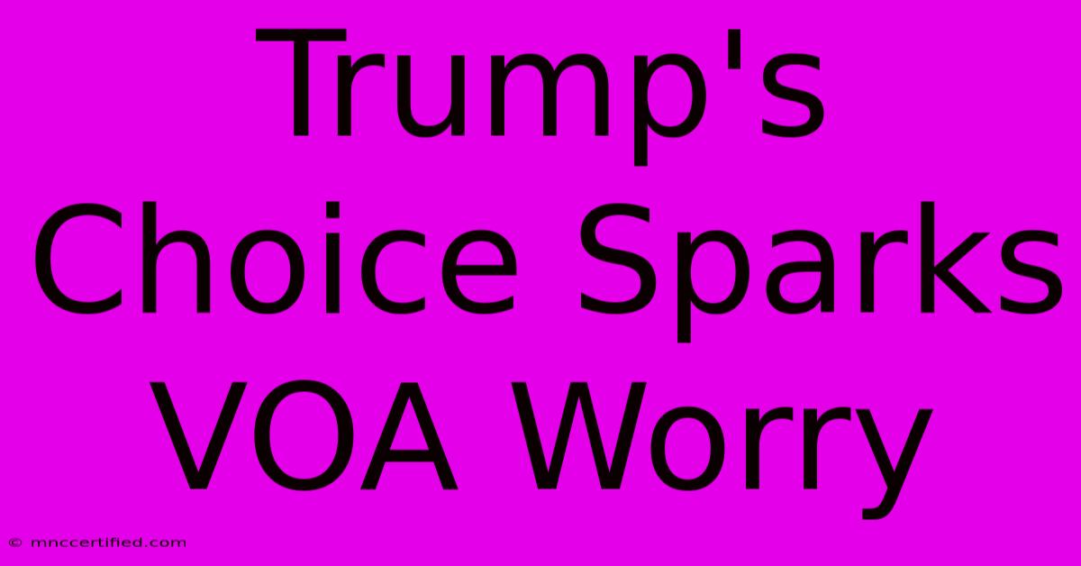 Trump's Choice Sparks VOA Worry