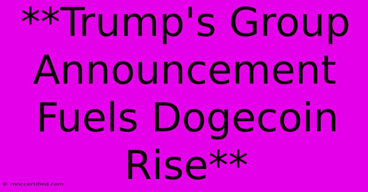 **Trump's Group Announcement Fuels Dogecoin Rise**