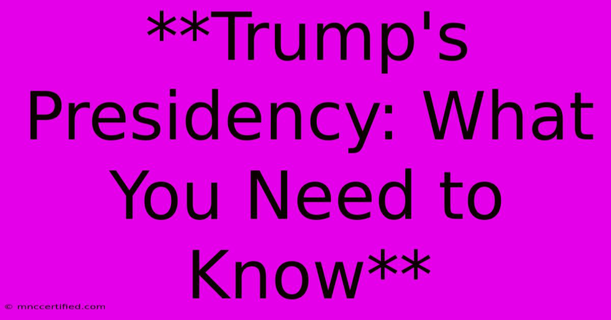 **Trump's Presidency: What You Need To Know**