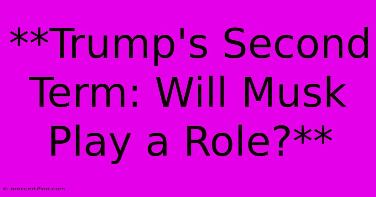 **Trump's Second Term: Will Musk Play A Role?** 