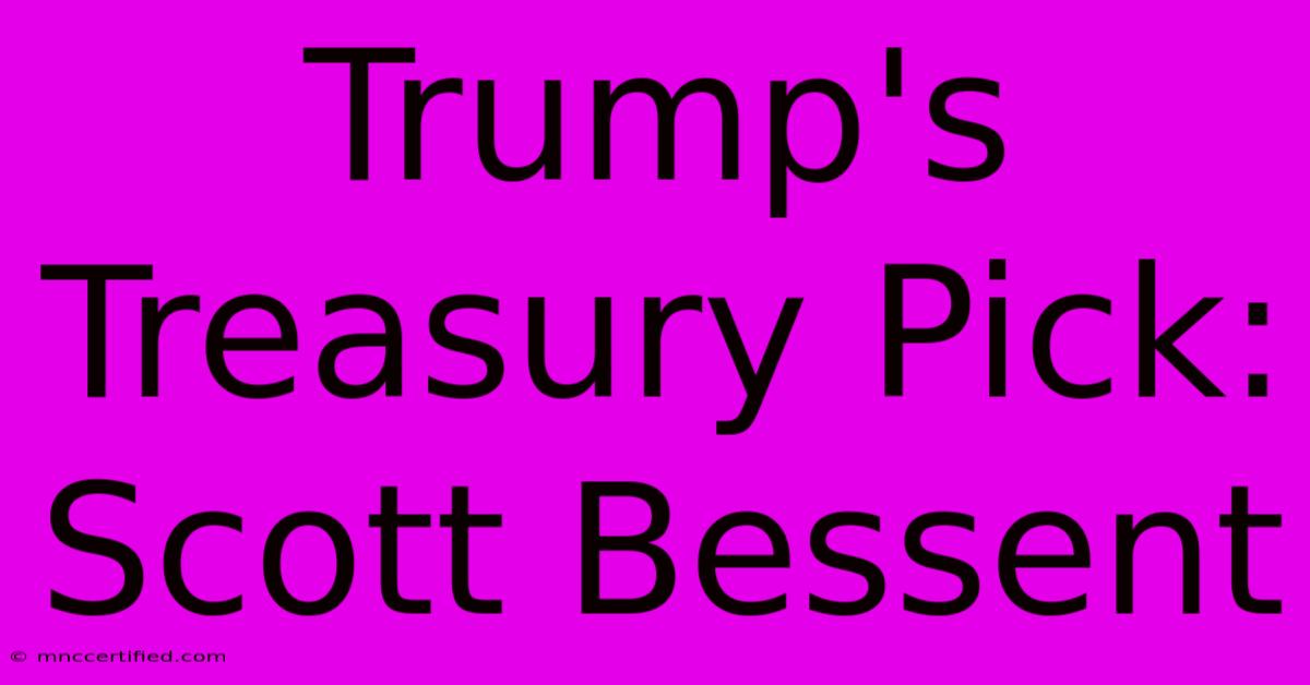 Trump's Treasury Pick: Scott Bessent