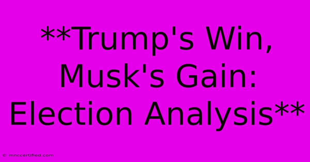 **Trump's Win, Musk's Gain: Election Analysis** 