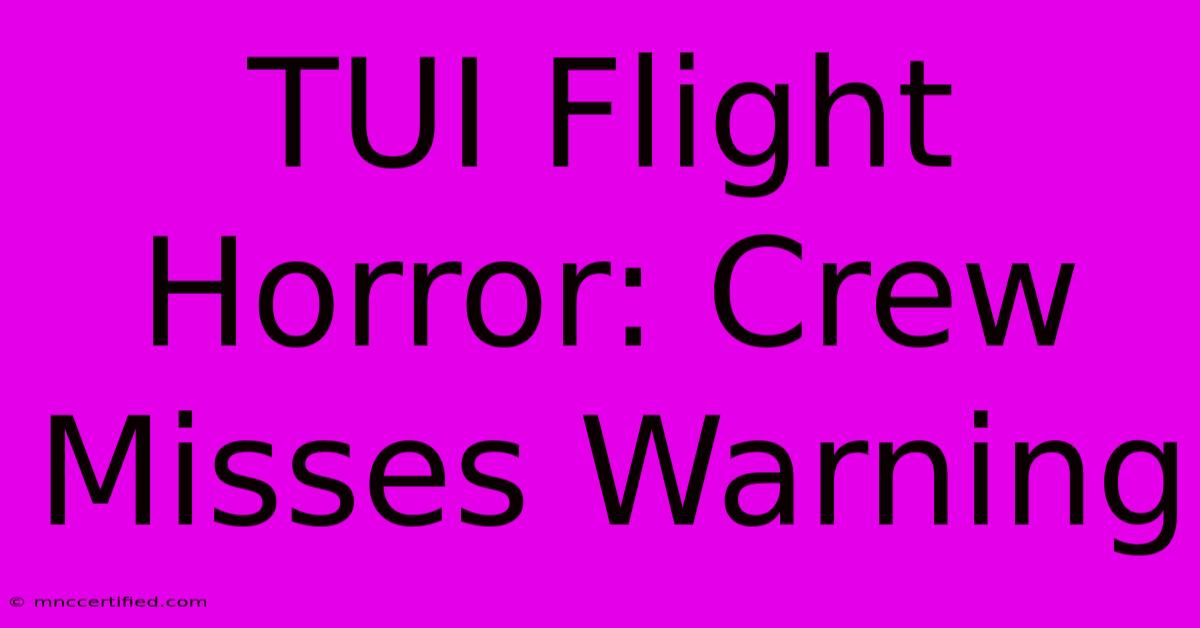 TUI Flight Horror: Crew Misses Warning