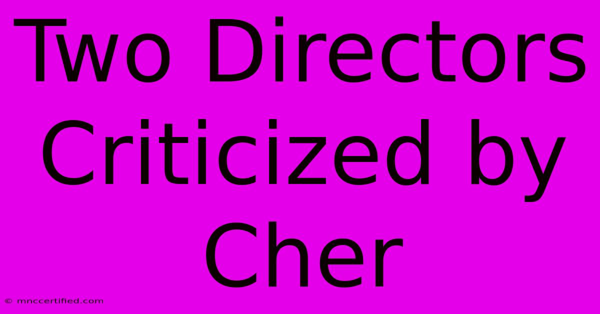 Two Directors Criticized By Cher