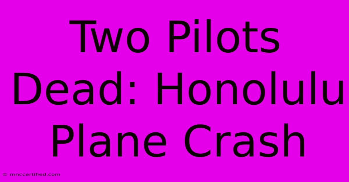 Two Pilots Dead: Honolulu Plane Crash