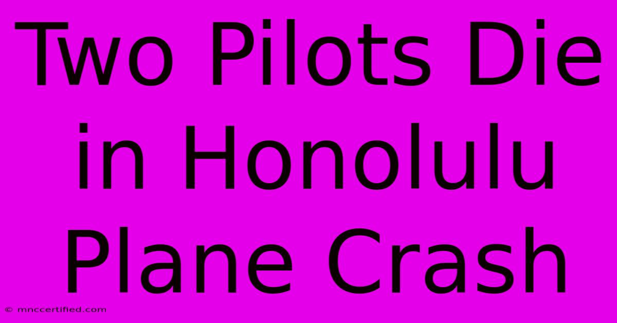 Two Pilots Die In Honolulu Plane Crash