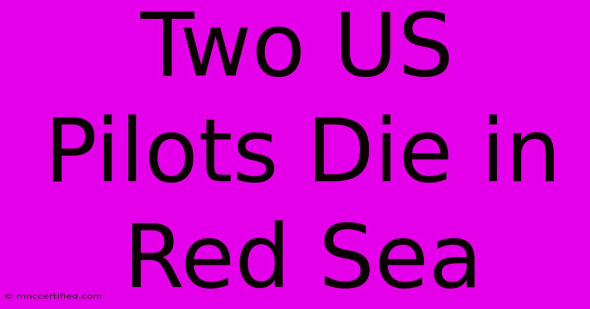 Two US Pilots Die In Red Sea