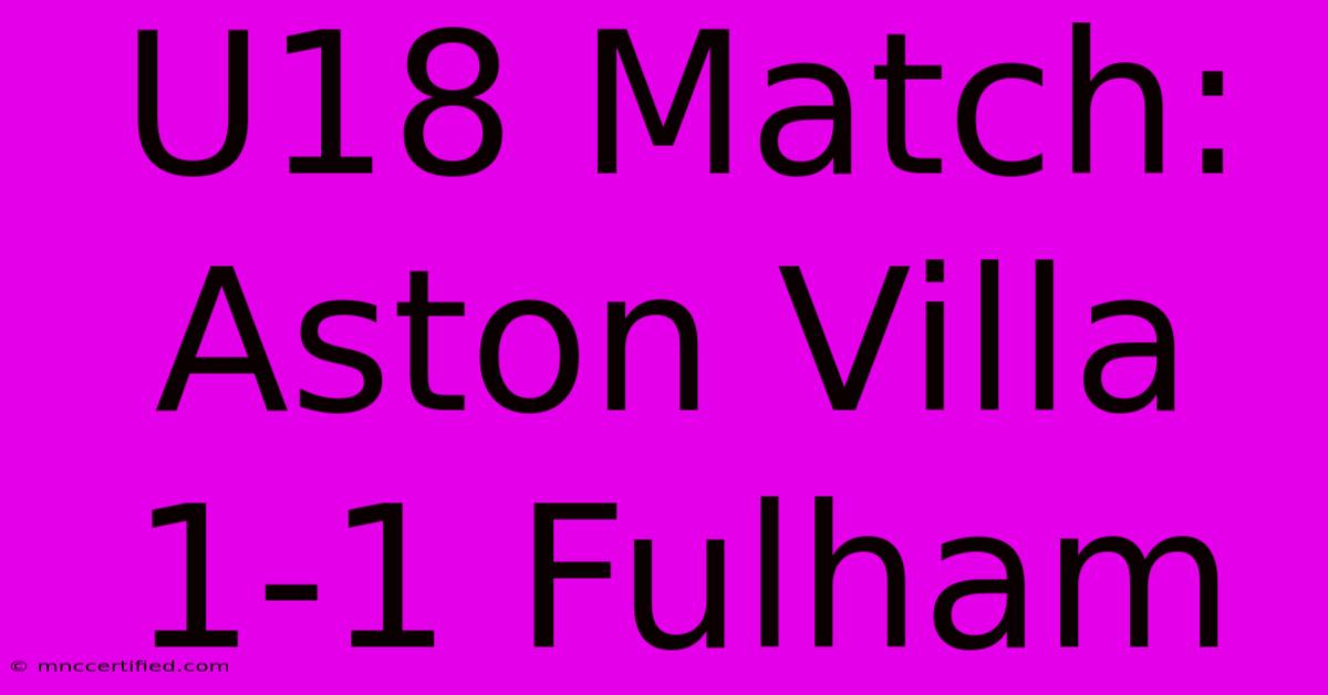 U18 Match: Aston Villa 1-1 Fulham