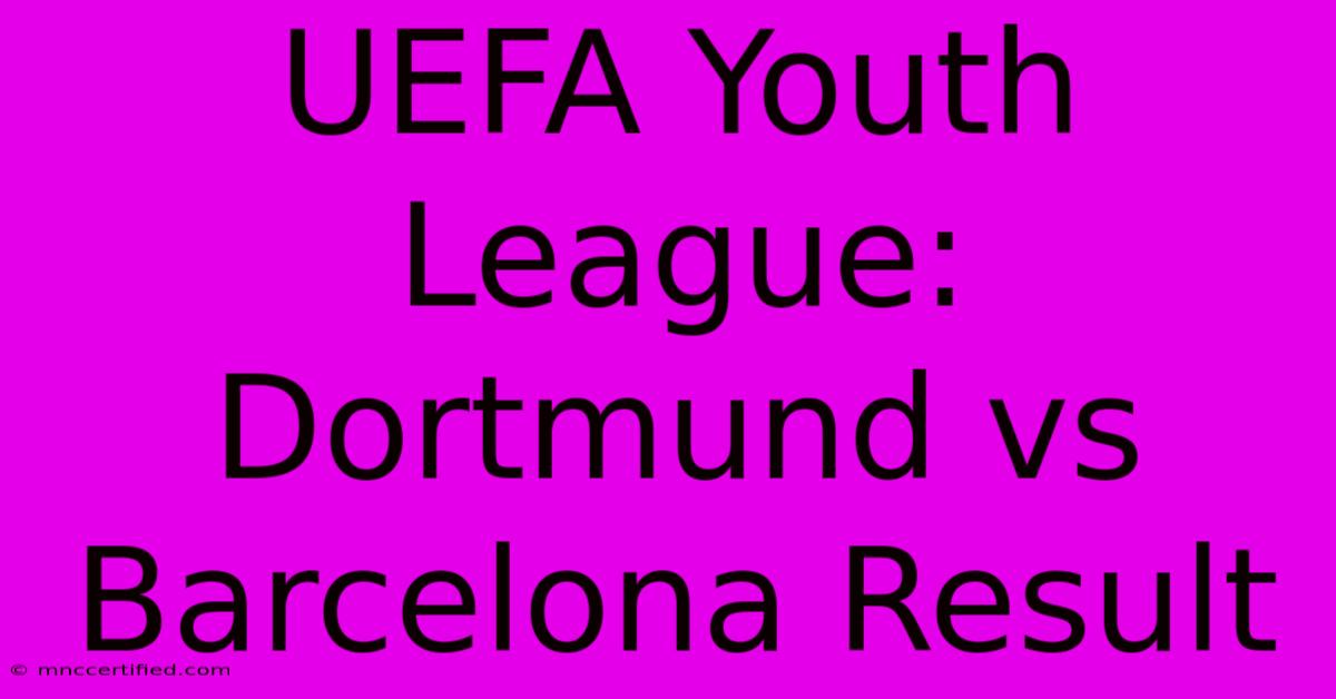 UEFA Youth League: Dortmund Vs Barcelona Result