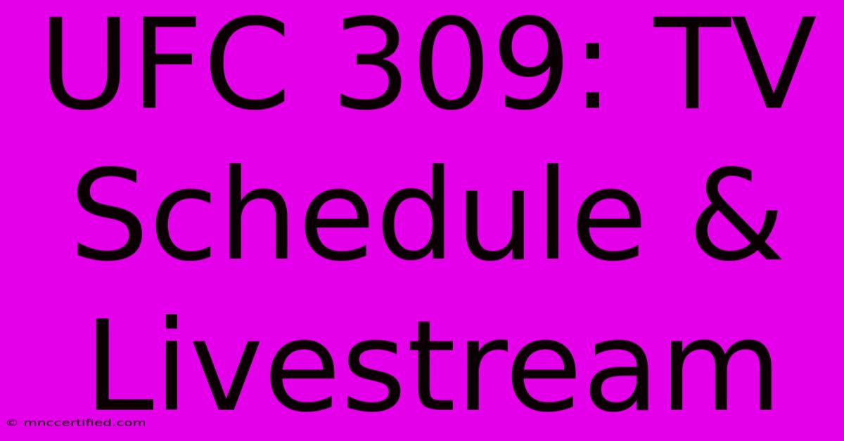 UFC 309: TV Schedule & Livestream