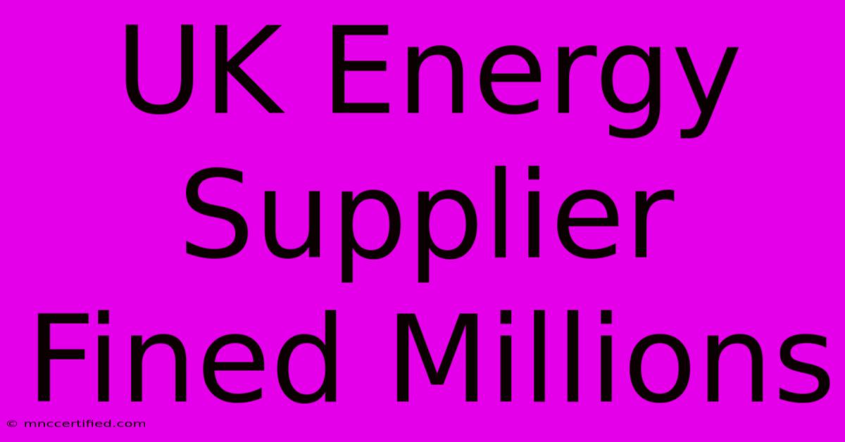 UK Energy Supplier Fined Millions