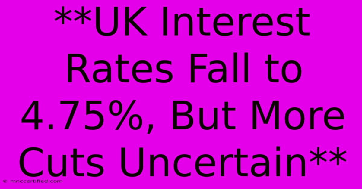 **UK Interest Rates Fall To 4.75%, But More Cuts Uncertain**