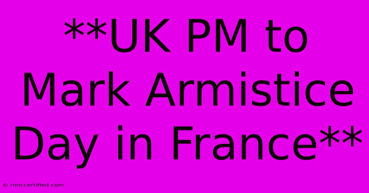 **UK PM To Mark Armistice Day In France**