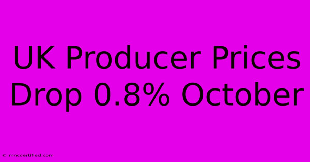 UK Producer Prices Drop 0.8% October