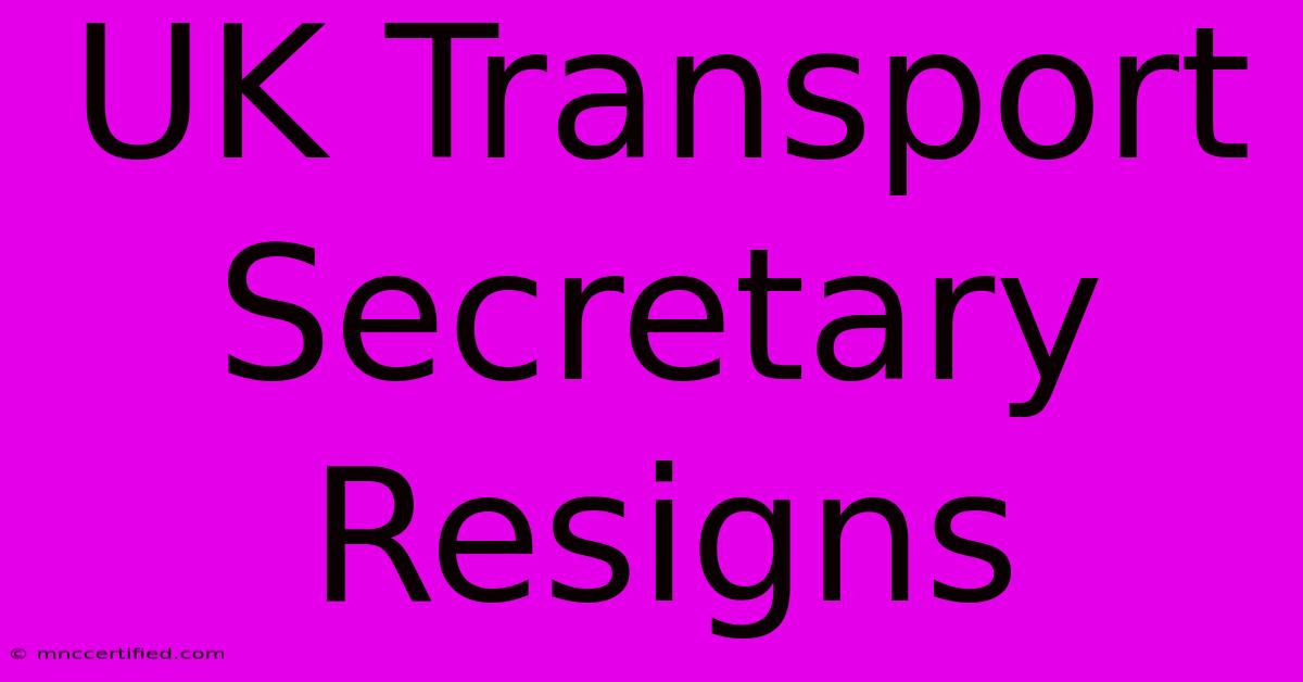 UK Transport Secretary Resigns