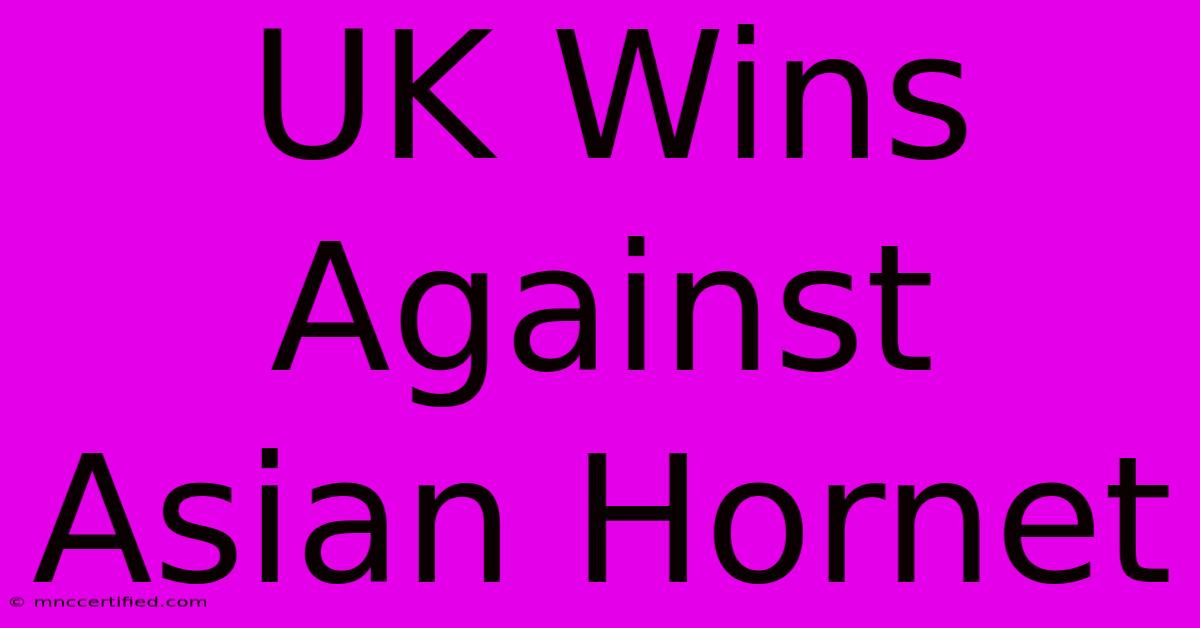 UK Wins Against Asian Hornet