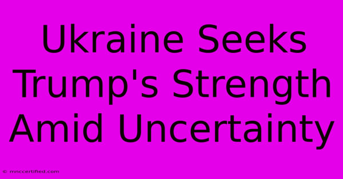 Ukraine Seeks Trump's Strength Amid Uncertainty