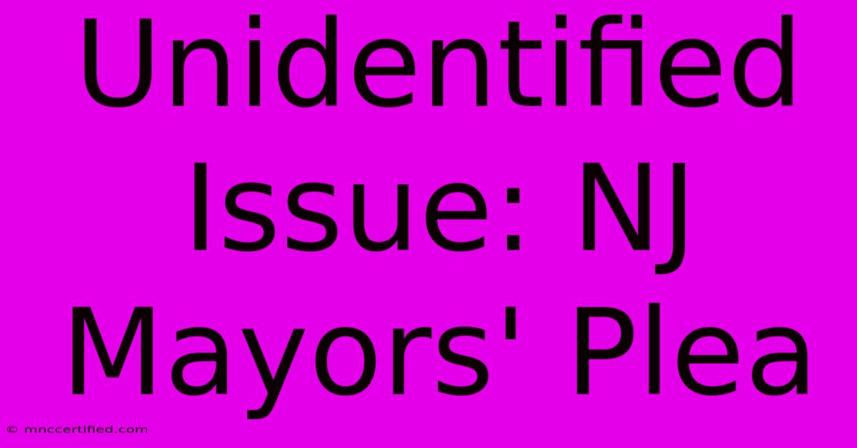 Unidentified Issue: NJ Mayors' Plea