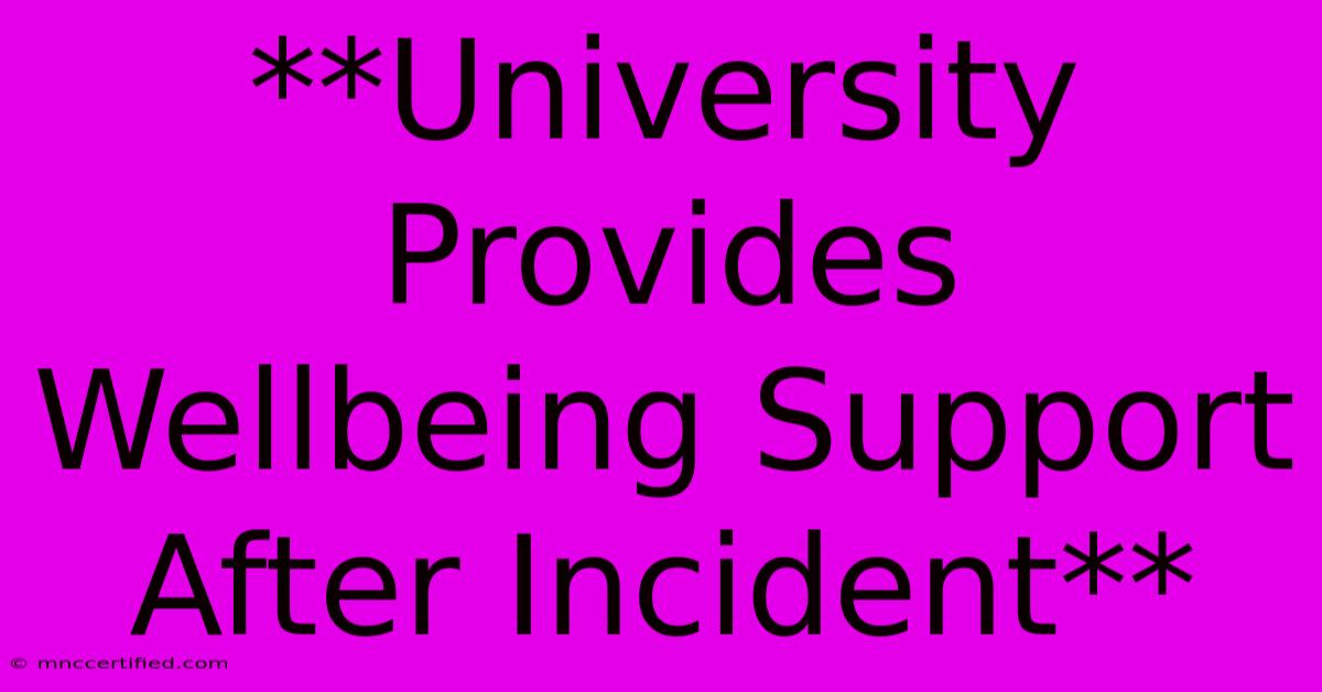 **University Provides Wellbeing Support After Incident**