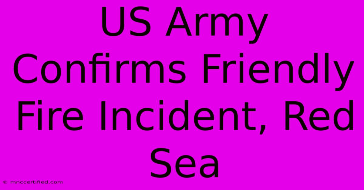 US Army Confirms Friendly Fire Incident, Red Sea