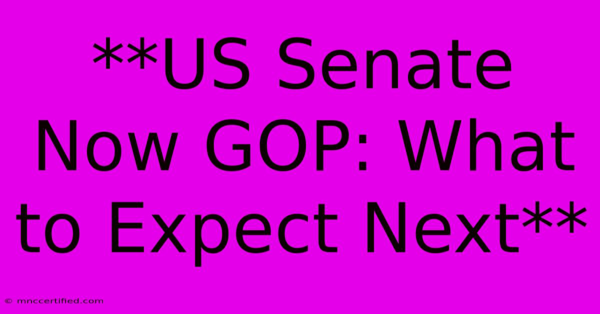 **US Senate Now GOP: What To Expect Next** 