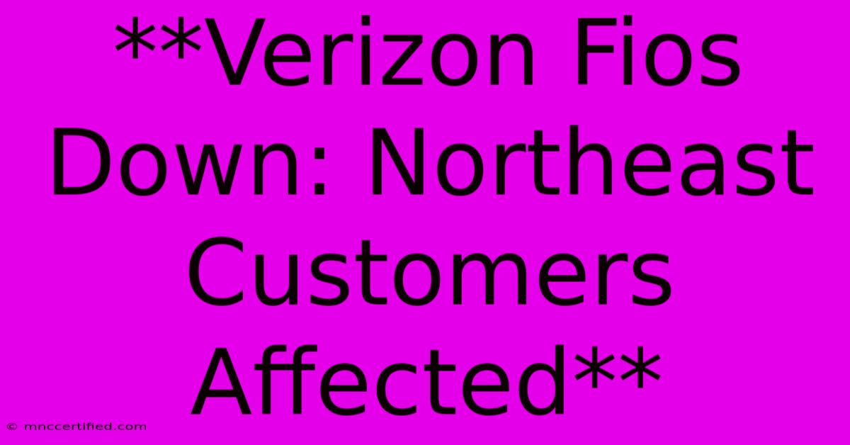 **Verizon Fios Down: Northeast Customers Affected**