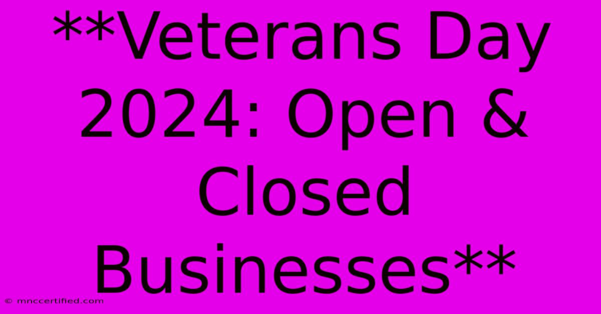 **Veterans Day 2024: Open & Closed Businesses**