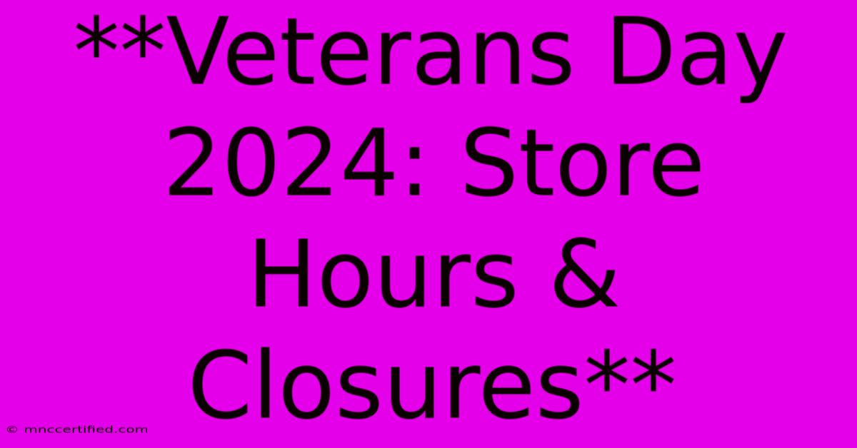 **Veterans Day 2024: Store Hours & Closures**