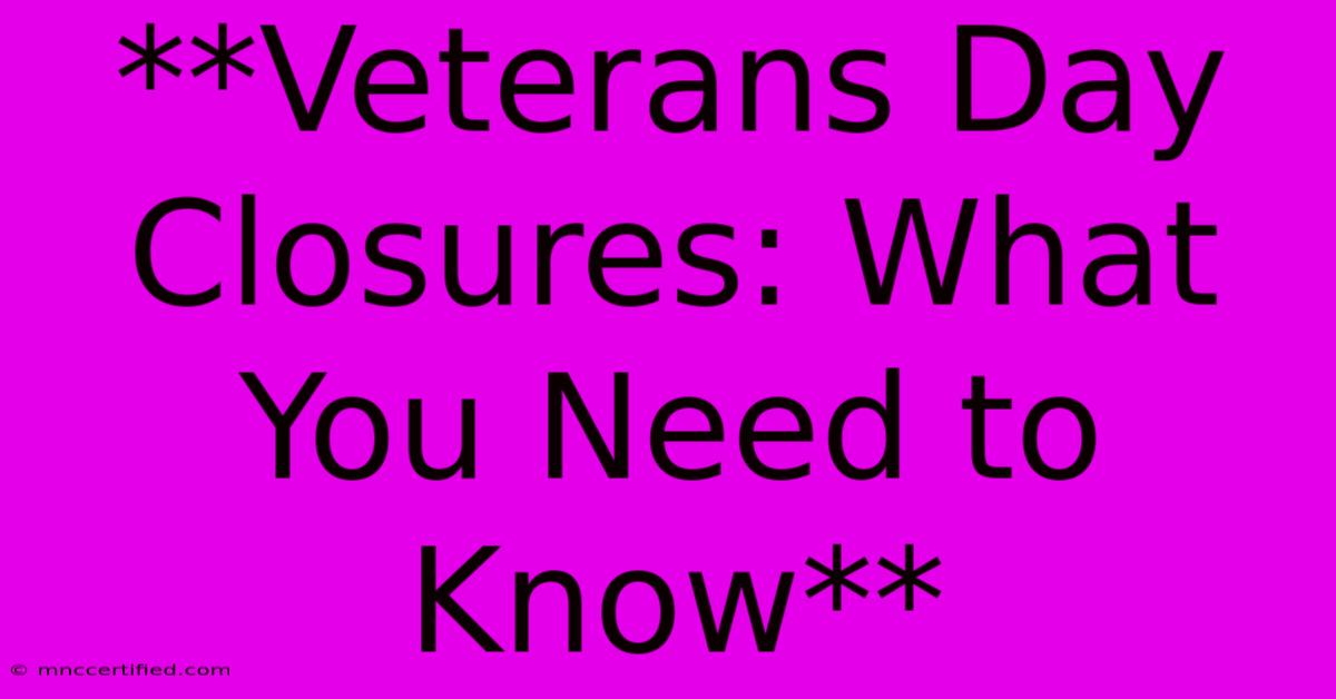 **Veterans Day Closures: What You Need To Know**