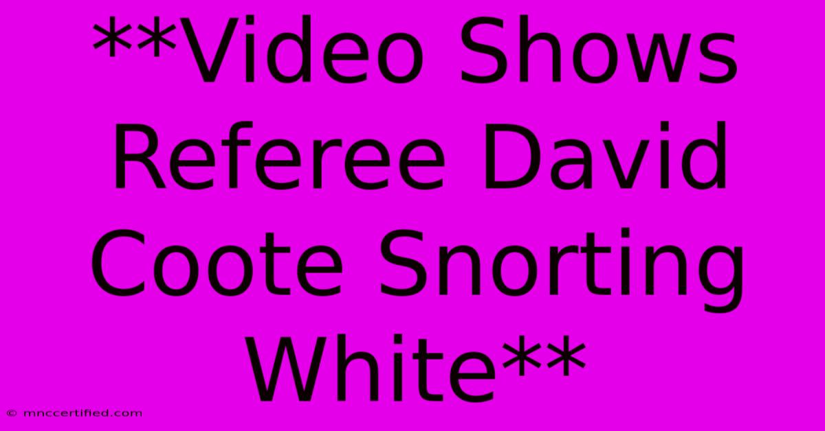 **Video Shows Referee David Coote Snorting White**