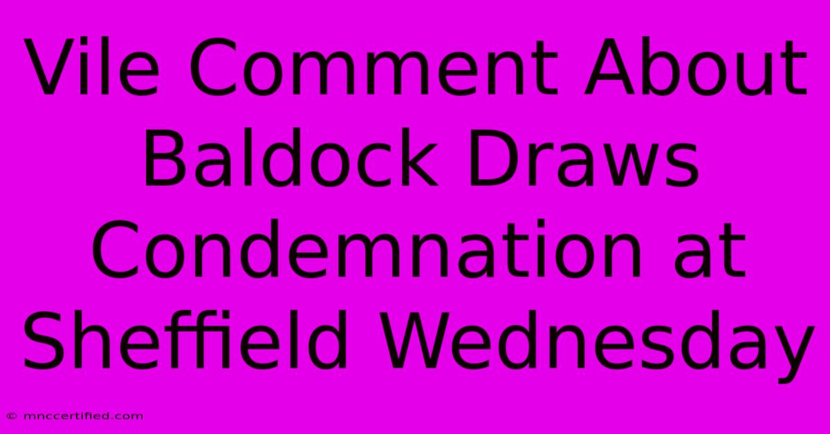 Vile Comment About Baldock Draws Condemnation At Sheffield Wednesday