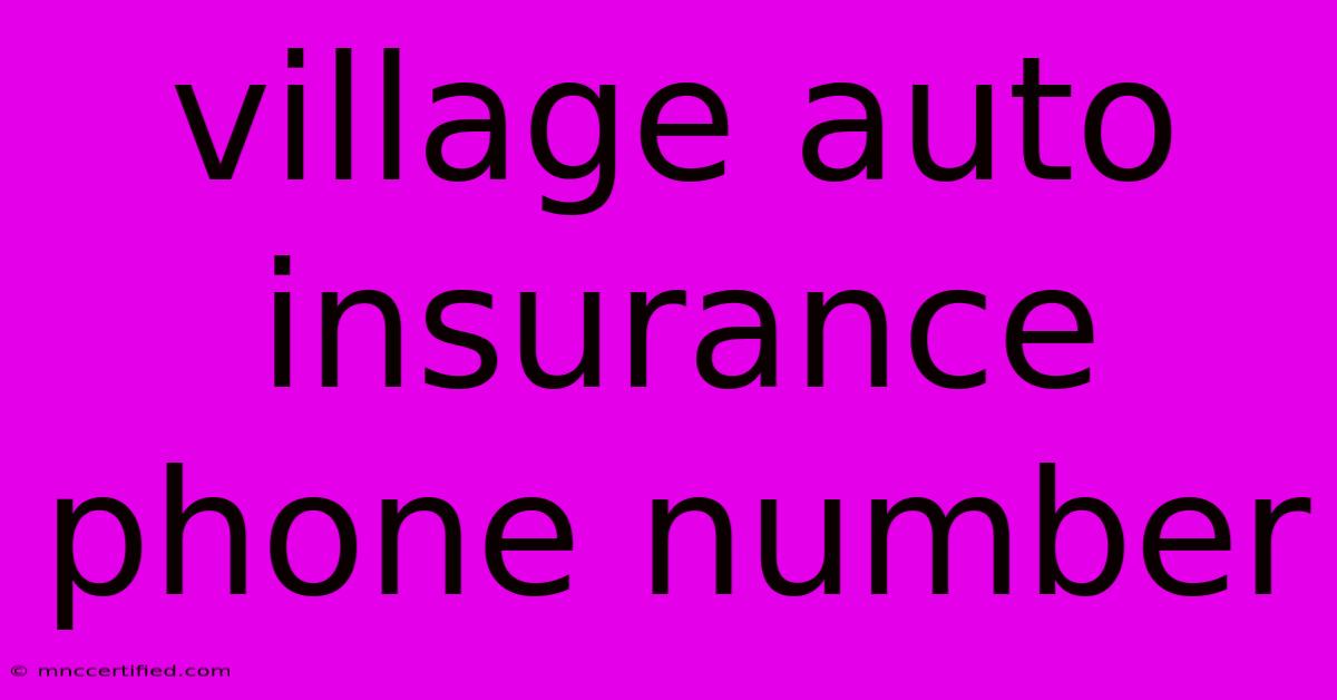 Village Auto Insurance Phone Number