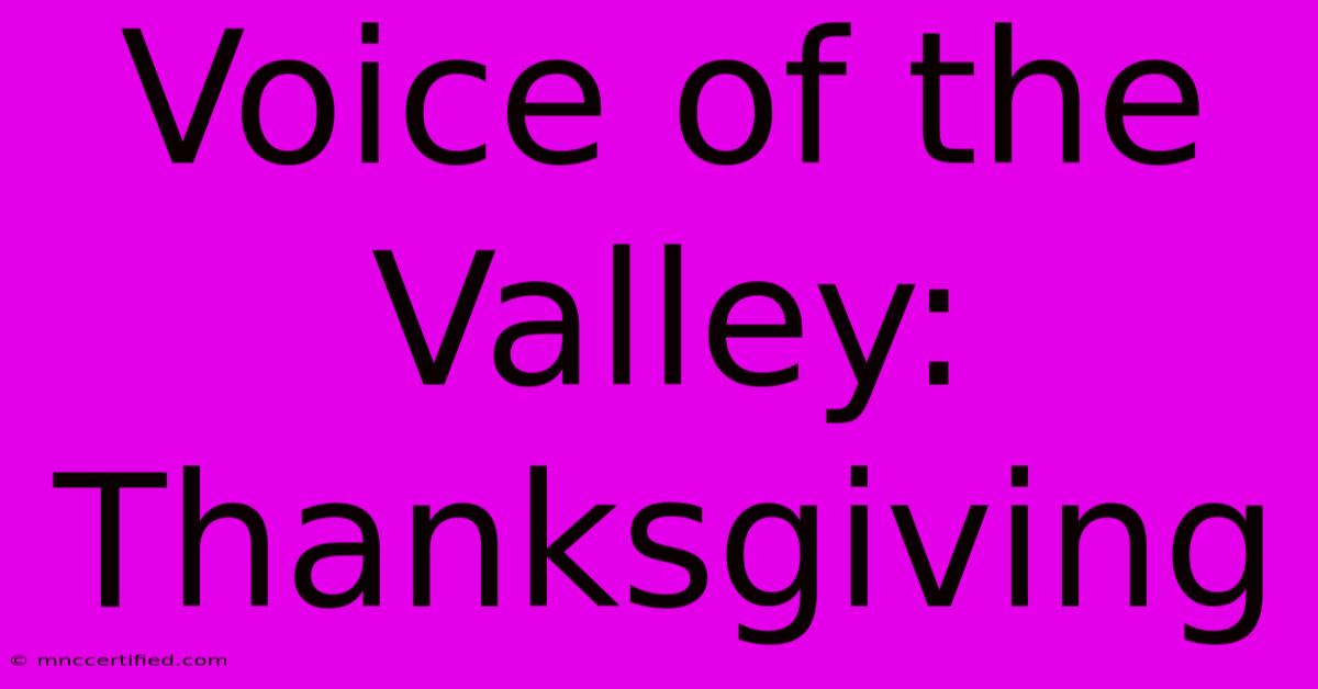 Voice Of The Valley: Thanksgiving