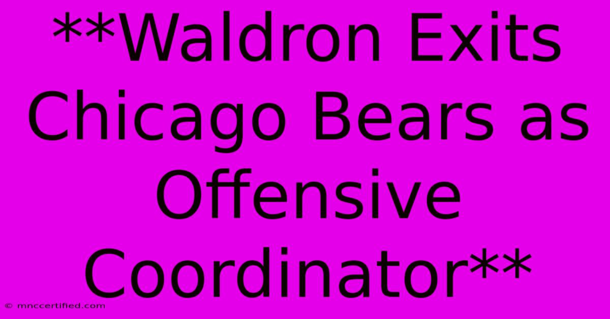 **Waldron Exits Chicago Bears As Offensive Coordinator**