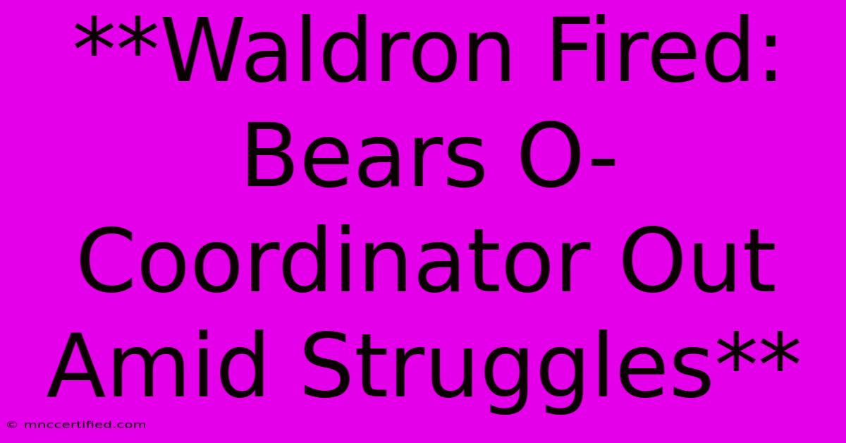 **Waldron Fired: Bears O-Coordinator Out Amid Struggles**