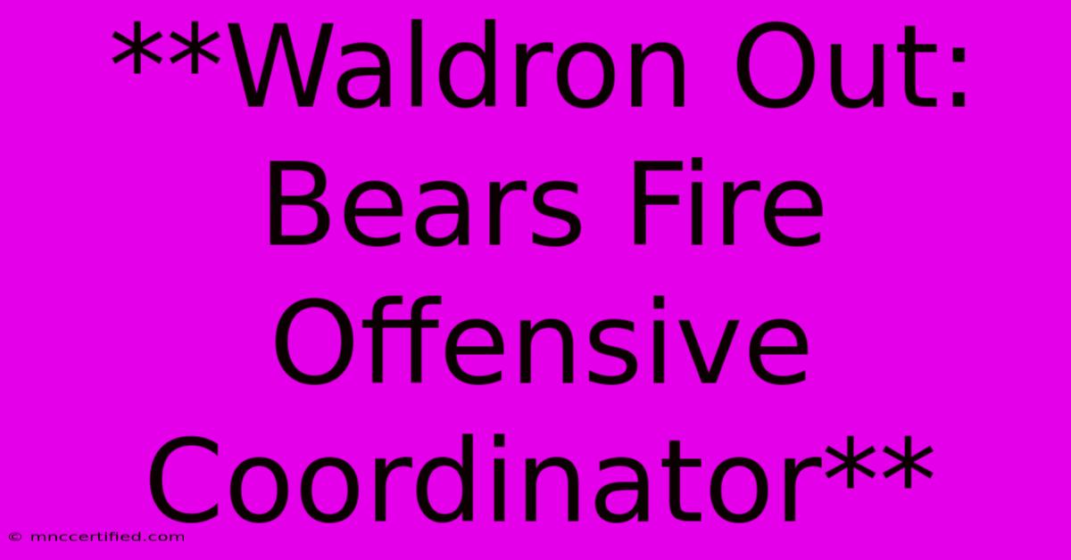 **Waldron Out: Bears Fire Offensive Coordinator**