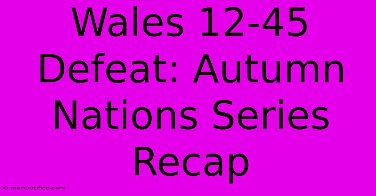 Wales 12-45 Defeat: Autumn Nations Series Recap