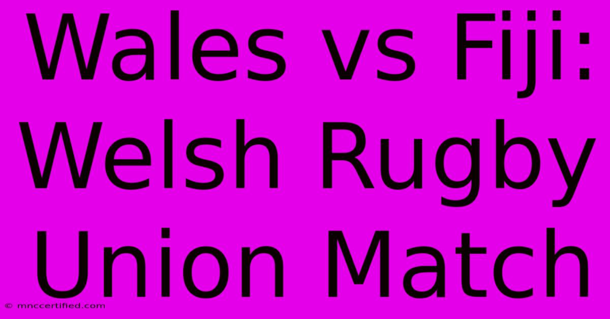 Wales Vs Fiji: Welsh Rugby Union Match 