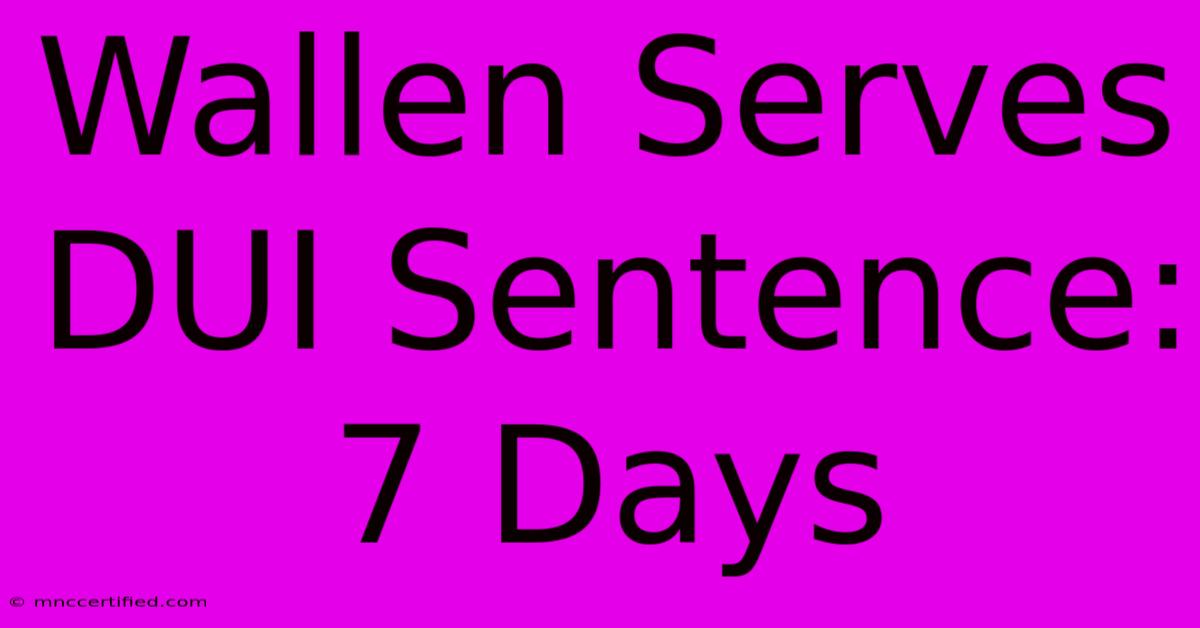 Wallen Serves DUI Sentence: 7 Days