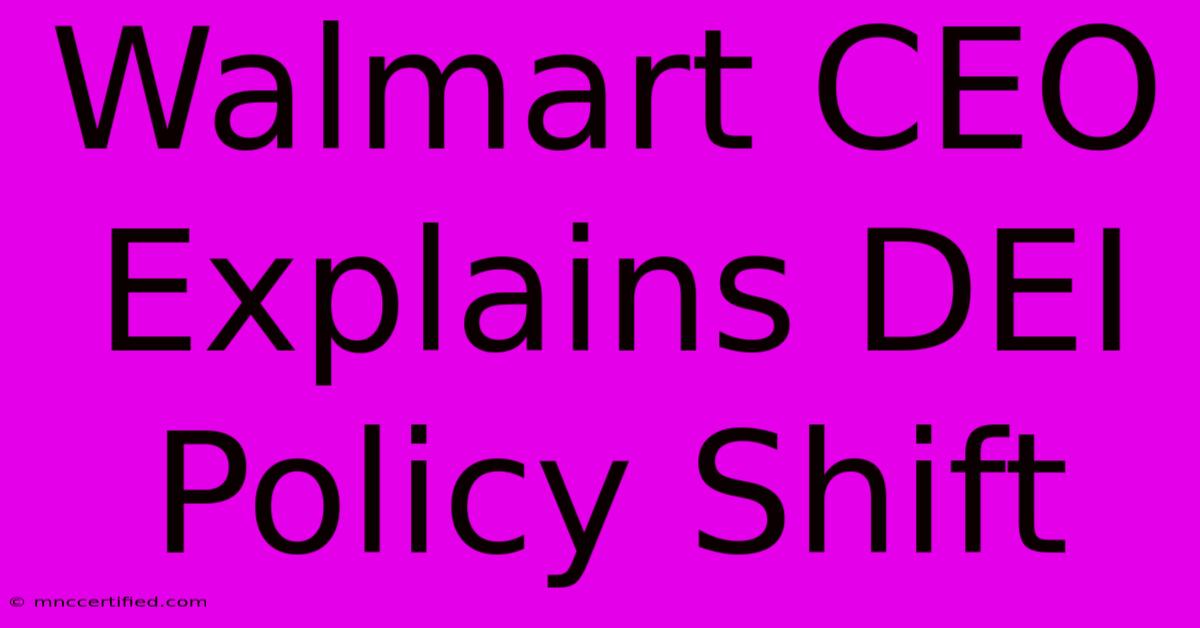 Walmart CEO Explains DEI Policy Shift