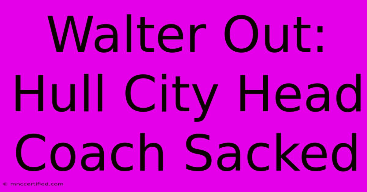 Walter Out: Hull City Head Coach Sacked